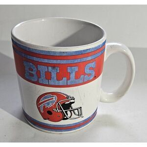 Vintage 1980's Buffalo Bills NFL Football Glass Coffee Tea Mug Russ Co